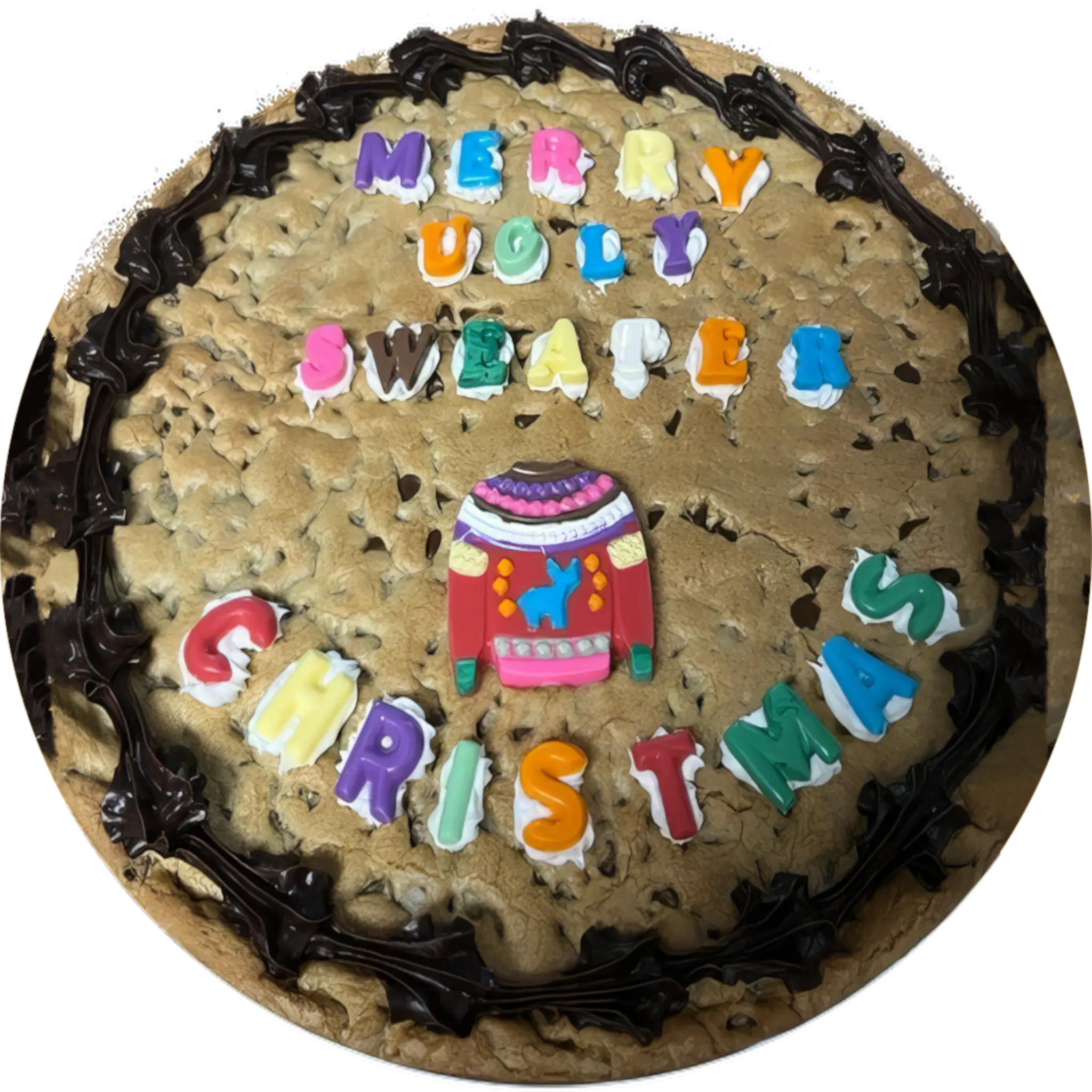 Ugly sweater Christmas cookie cake